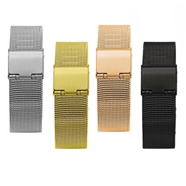 

4 colors stainless steel watch band 2020 new stylish 8-17mm wristband watchbands stainless steel watch bracelet mesh strap replacement, Black;brown