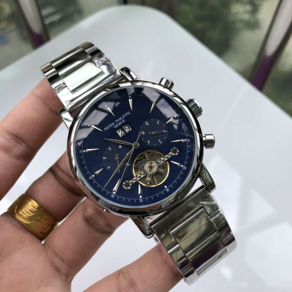 

2019 новые автоматические механические часы большой маховик многофункциональные часы высокого качества мужская мода бизнес часы Patek philippe # 002