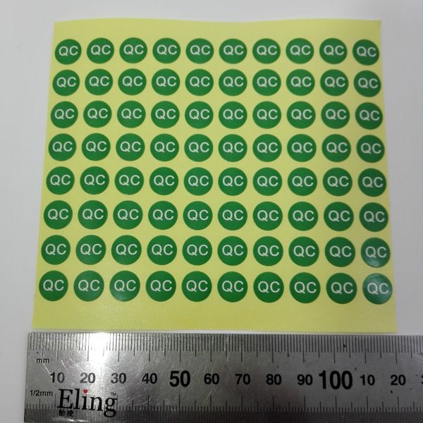 

30000pcs/lot 10mm QC Self-adhesive paper label sticker for quality control, green color, Item No.FA06