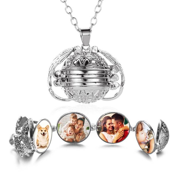 

2019 magic 4 p pendant memory floating locket necklace angel wings flash box fashion box necklaces, Silver