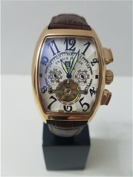 

new fashion flywheel automatic mechanical watch leather strap fm business casual sports designer designer men's watch, Slivery;brown