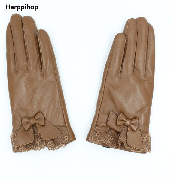 

harppihop fur fashion gloves women,wrist side butterfly decoration,genuine leather,ladies gloves,female gloves,ing, Blue;gray