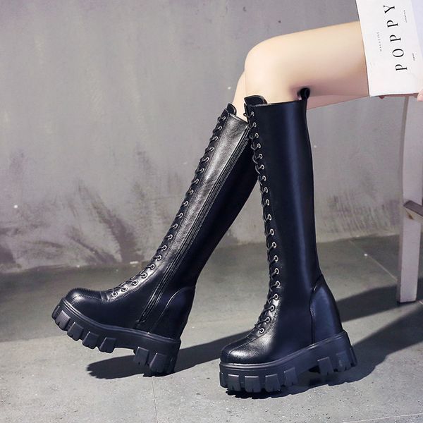 

net red boots women 2019 new autumn and winter riding boots increase the rider, Black