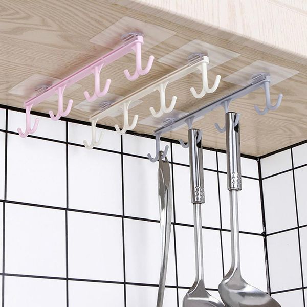 

hooks & rails multipurpose kitchen utensil cup holder rack under shelf board hook cupboard hanger home storage organizer