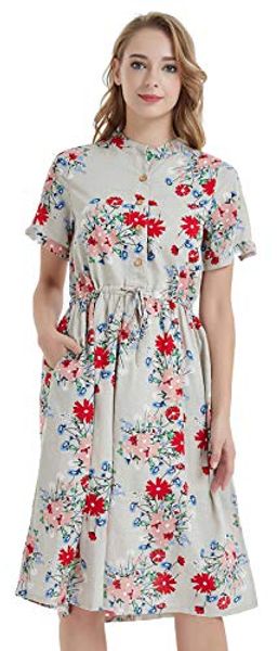 

ashir aley floral casual swing midi dress with pockets plus size women's midi fall dresses, Black;gray