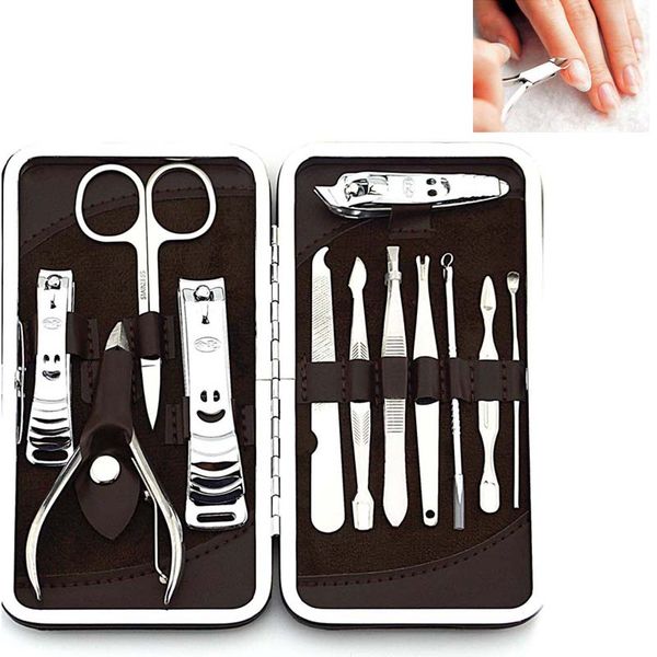 

12pcs/set stainless nail clipper nipper cutter pedicure manicure set kit case 789