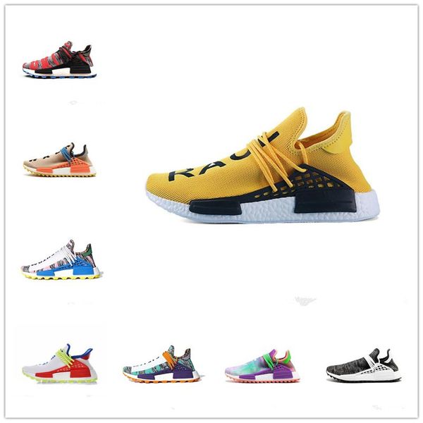 

human race hu trail pharrell williams men running shoes nerd black pink glow mens trainers women designer sports runner sneakers size 5-11