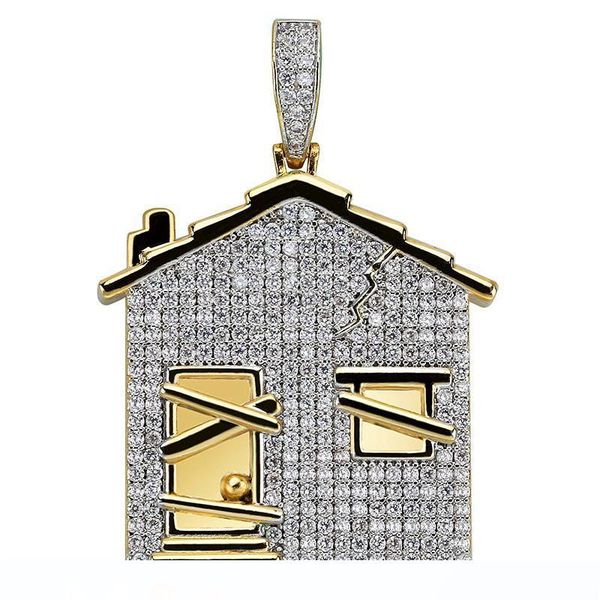 

hiphop дом подвеска neckalce для мужчин марка ювелирных изделий ice out bling цирконий хип-хоп цепи ожерелье, Silver