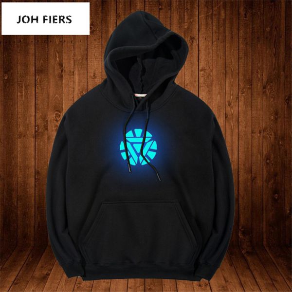 

2019 men hoodies sweatshirt luminous glowing design fashion men's jackets coats casual tracksuit,selling, Black