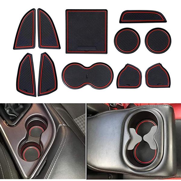 

bolaxin non-slip anti-dust custom fit cup, door, console liner accessories for dodge challenger 2015 2016 2017 2018 2019-11pcs s