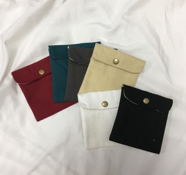 

dhl100pcs coin purses women canvas beige blank diy solid square storage bag mix colors, Red;black