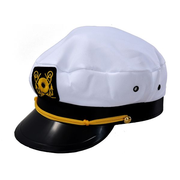 

white navy sailor cap captain marino marin uniform cotton color white black