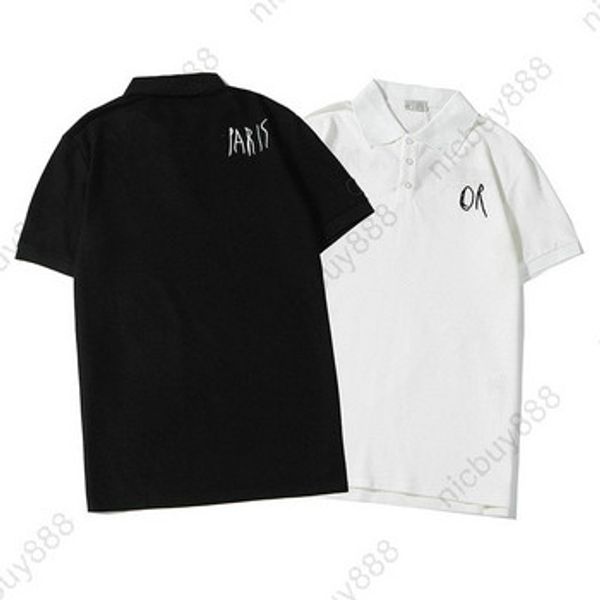 

дизайнерская летняя роскошная одежда мужская поло классическая вышивка письмо париж футболка повседневная хлопчатобумажная футболка с отложн, White;black