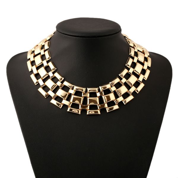 

new arrival 2017 alloy big chunky metal statement necklace vintage punk choker necklace & pendants women girls party accessories, Golden;silver