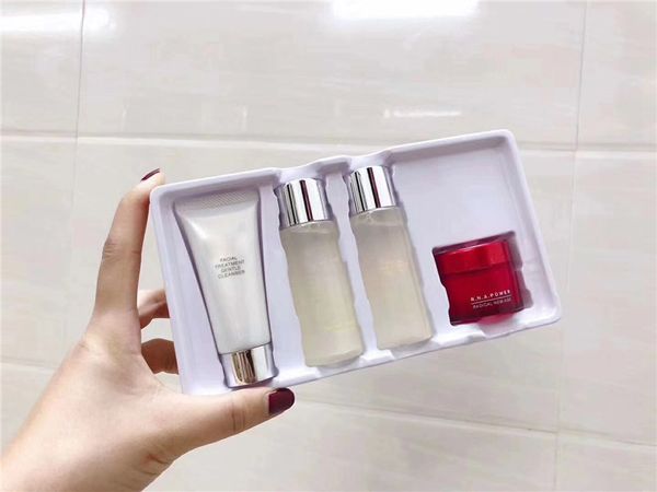 

essential s2 travel kit 4pcs facial treatment cleanser 20g clear lotion 30ml essence 30ml r.n.a. powder face cream 15g skincare set