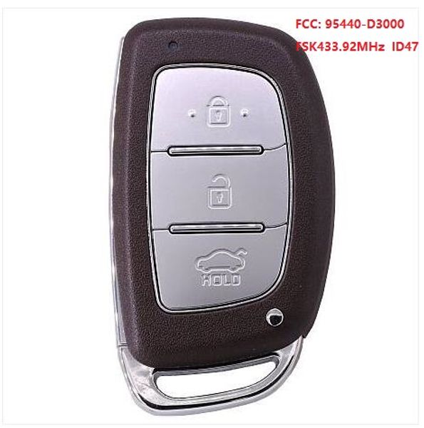 

keyecu replacement smart remote car key fob 434mhz id47 for tucson 2016 2017 pn 95440-d3000