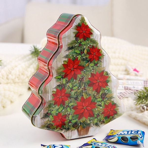 

portable christmas box theme tin case decorative candy gift box storage container