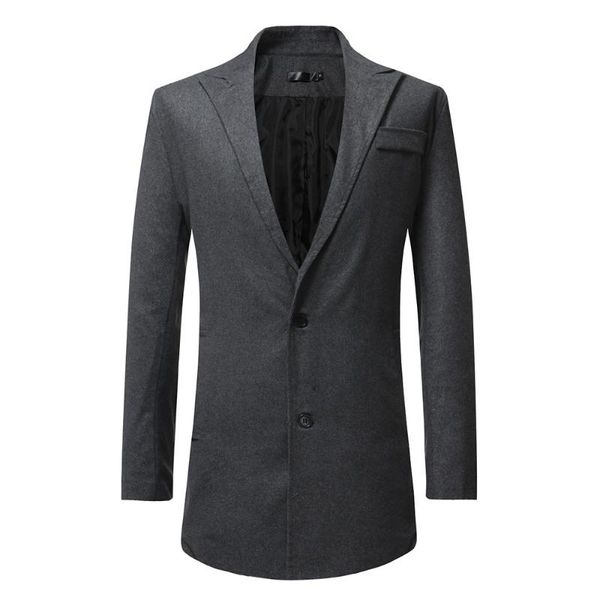 

fashion men's trench coat formal slim fit long sleeve suit jacket pure color autumn winter thermal outwear coat for male yl5, Black;brown