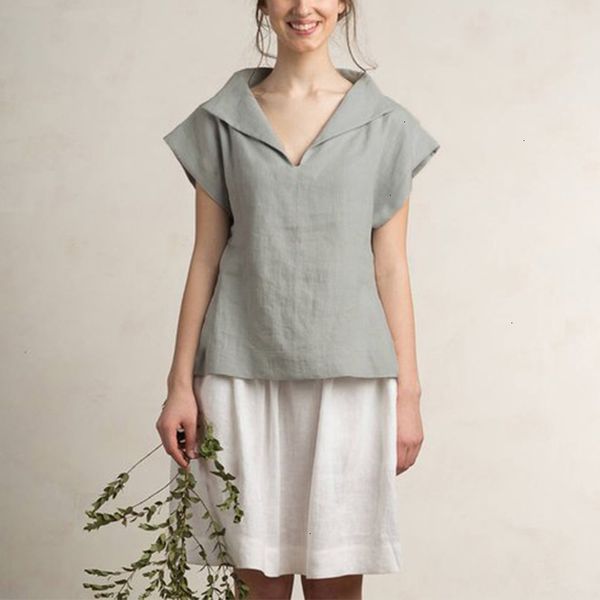 

summer blouse women vintage plus size blouses 2019 summer v neck short sleeve shirts casual loose female blusas femininas, White