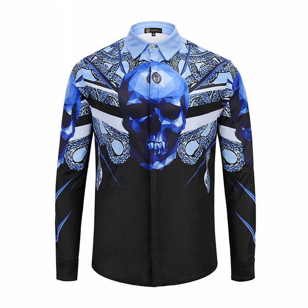 

new style fashion 100% cotton spring autumn men's blue lining printed men's long-sleeved men's casual shirts si, White;black