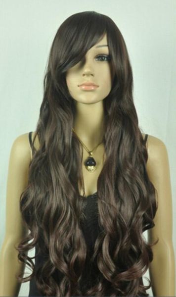 

wig fashion long blonde mixed brown curly women's hair wig, Black;brown