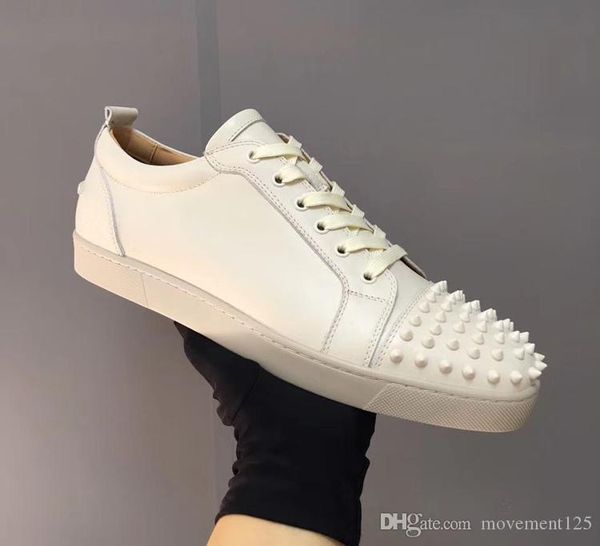 

with box junior men spikes sneakers shoes women men low trainers ,luxury red bottom party dress sneaker casual walking flats, Black