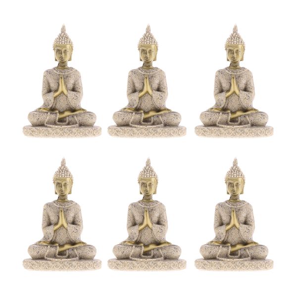 

6 pcs asian chinese thailand buddha statue figurine for home car decoration
