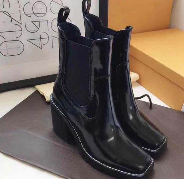 

2019 women's winter boots leather fashion brand classic luxury stitching ladies martin boots with box l32, Black