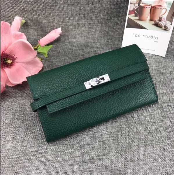 

2020 new litchi pattern wallet fashion brand women genuine leather fashion wallet all colors ing, Red;black