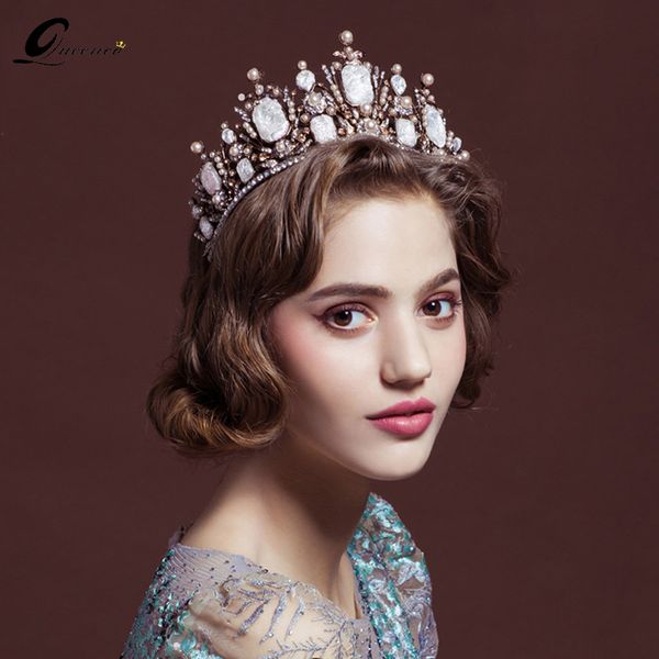 2020 Two Styles Crystal Beads Bridal Crown Trendy Headpiece