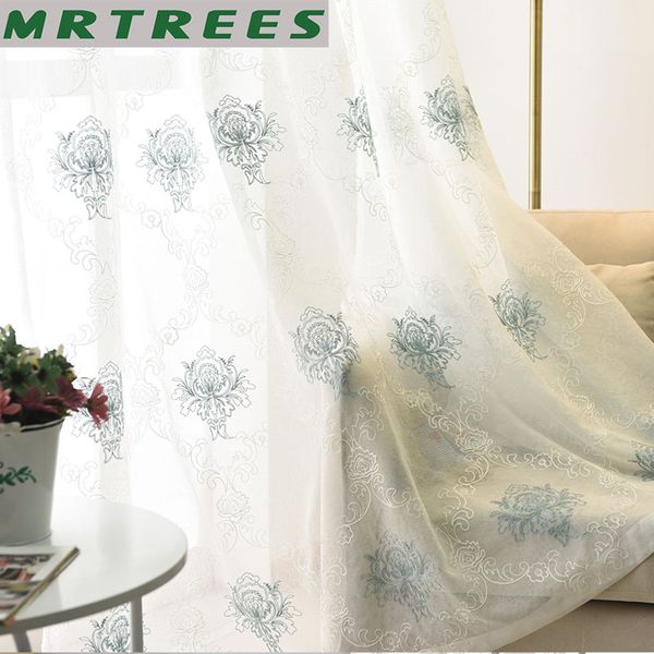 

european luxury white sheer curtains for living room embroidery flower voile tulle curtains for bedroom kitchen window treatment