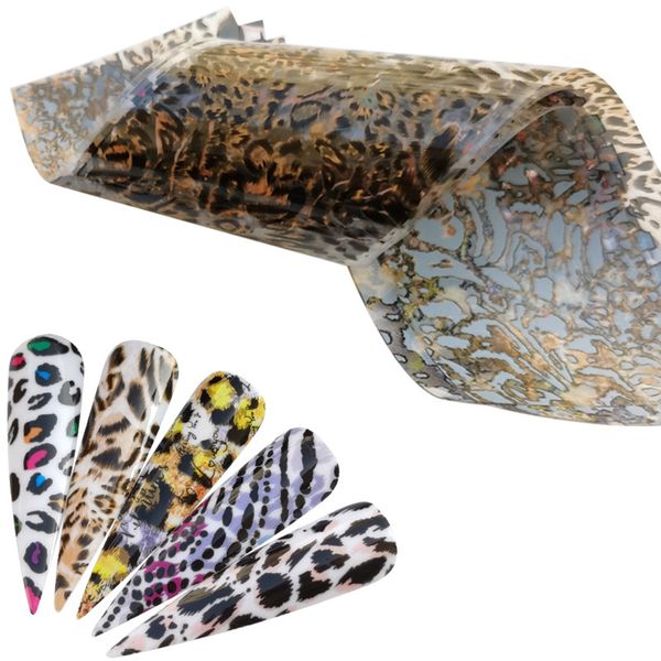 

5pcs mix print transparent leopard nail foil transfer adhesive slider tattoo nail art stickers for nails manicure tip, Black