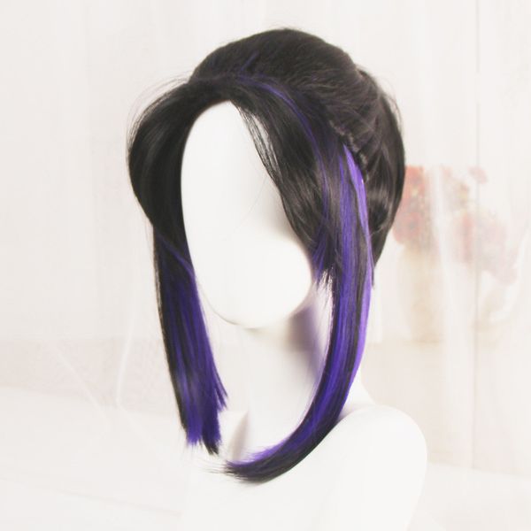 

demon slayer kochou shinobu cosplay wig gradient purple kimetsu no yaiba synthetic hair halloween costumes hair wig, Black