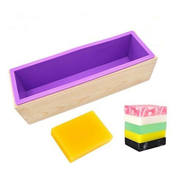 

tpfocus 42 унция прямоугольная мыло силикон буханка mold wood box набор для мыла изготовление свечей