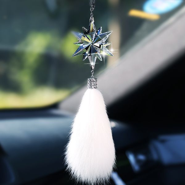 

car accessories interior with diamond new car pendant rear view mirror ornaments hanging safety pendant cute female