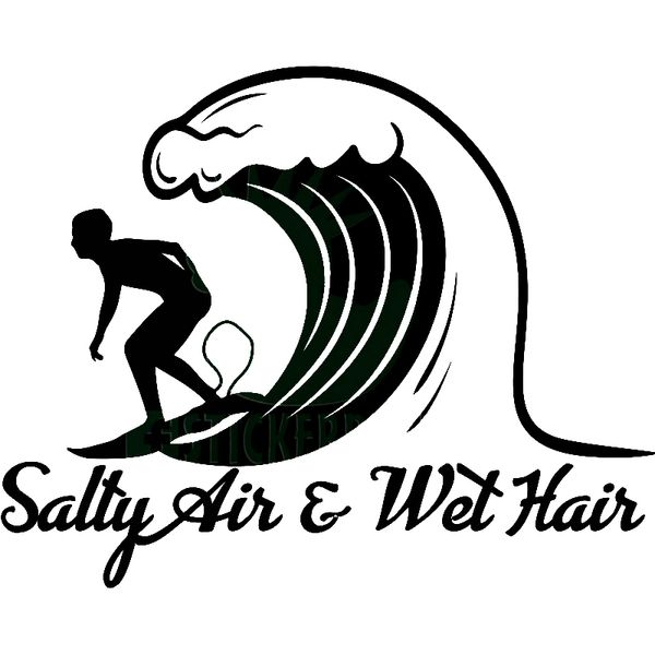 

15*12cm salty air and wet hair surf sticker new style handsome and cool stickers car decoration