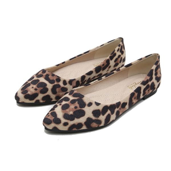 

2020 spring/autumn party leopard print pointed toe boat shoes spring/autumn loafers flat shoes women ladies shallow, Black