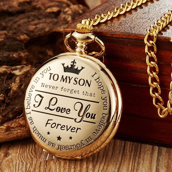 

spot to my son husband grandpa carved vintage quartz pocket watch pendant vintage pocket watch, Slivery;golden
