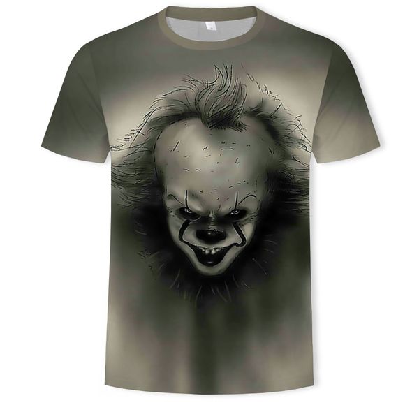 

mensclown 3d digital printing round collar casual t-shirt, White;black