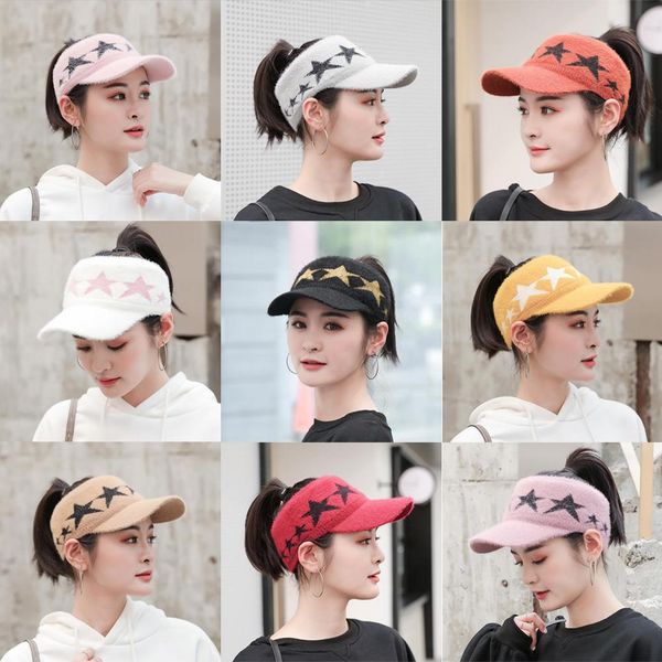 

women autumn winter baseball cap solid color knitting hollow hat warm cap for outdoor sports, Blue;gray