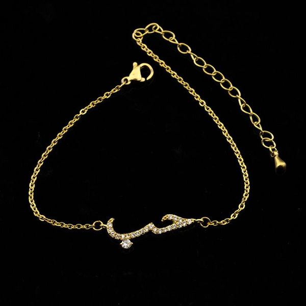 

saudi lettered copper fashion bracelet valentines day love anniversary charm crystal islamic jewelry gift love statement bracele, Golden;silver