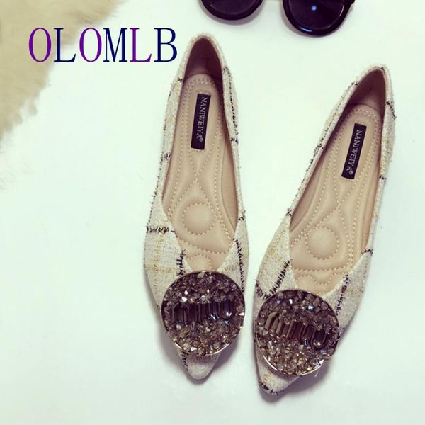 

2020 korean version of shallow rhinestone pointed toe flat shoes casual single shoes simple comfortable sequin boat b048, Black