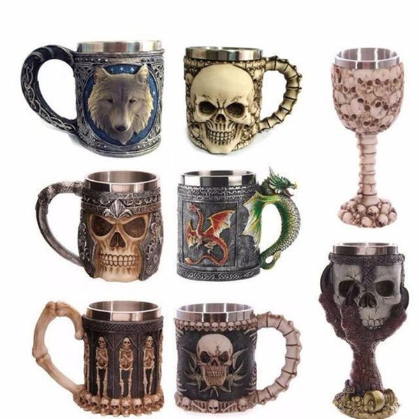 

3d mug cup 450ml resin creative stainless steel beer cup steamer coffee cup 12 colors mixed 1pcs/white box 48pcs/cartoon