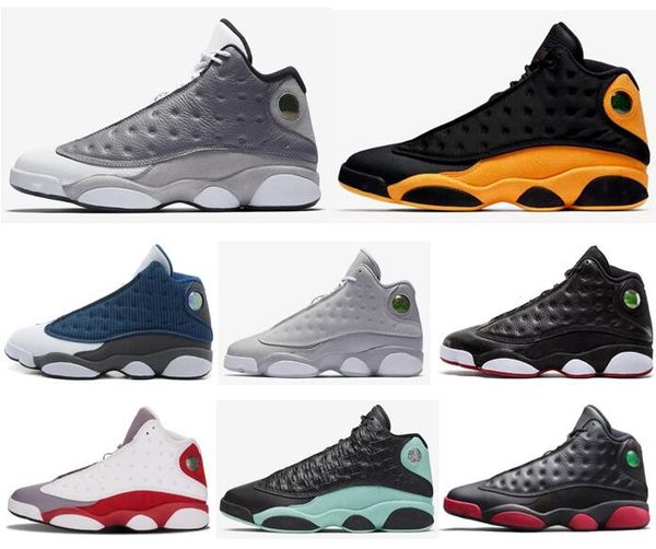 

13 13s carmelo anthony melo class of 2002 basketball shoes men playoffs wolf grey toe island green gym red sneakers with box