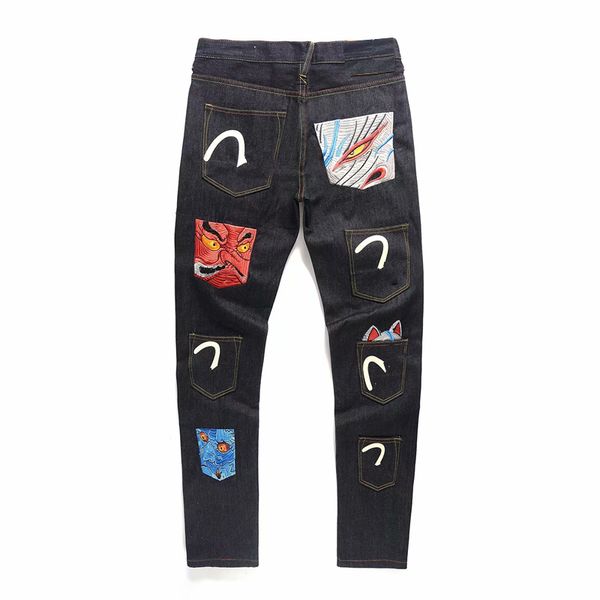 

tatoo graphic patch fashion chic boys demin trousers, Black