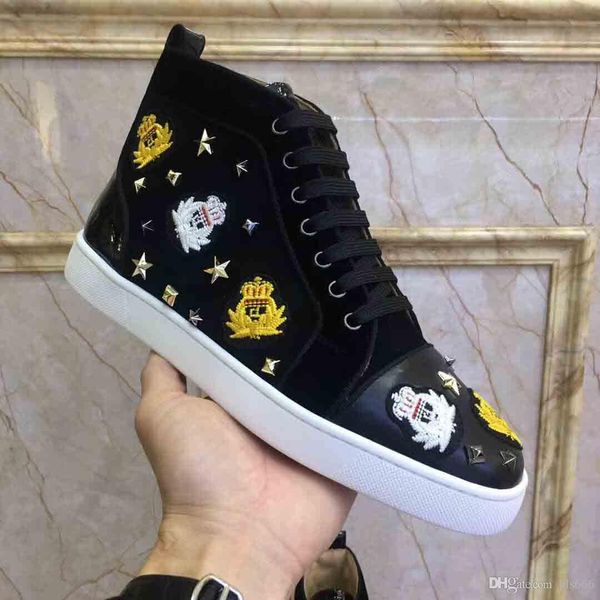 

famous casual shoes men black sneakers brand red bottom designer mens luxury genuine leather