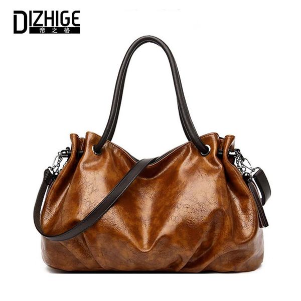 

dizhige урожай кожаные сумки для женщин 2019 топ-ручка на ремне сумки totes дамы большой bolsos сумки большой мешок женщин повседневные