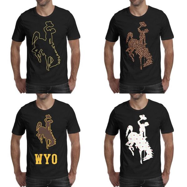 

mens printing wyoming cowboys football logo black t shirt funny hip hop make a shirts party leopard print golden gray, White;black