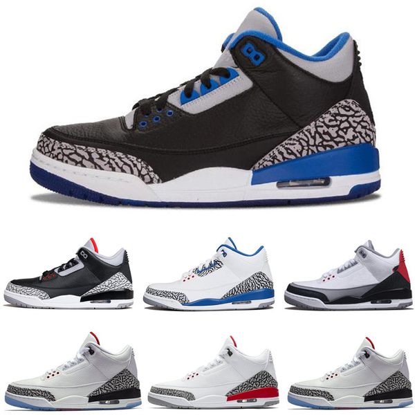 

3s mens basketball shoes 3 jth nrg black cement pure white katrina men women bred sneakers sports shoes us size 7-13, White;red