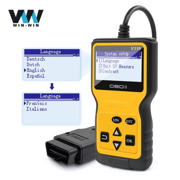 

v310 code reader obdii / eobd obd obdii diagnostic tool read vin code v1.1 16 pin male auto scanner better than elm327 v1.5